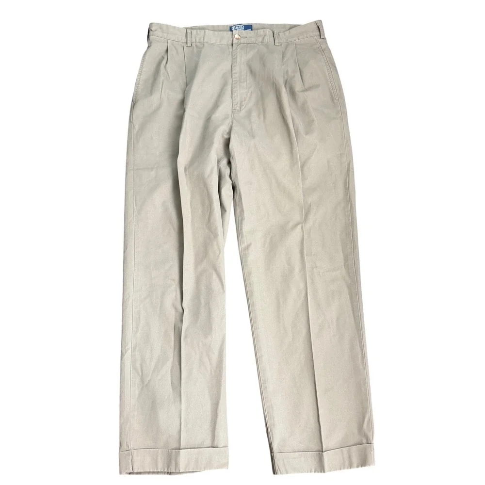 Polo Ralph Lauren Hammond Pant Mens 38x28.5 Khaki Tan Pleated Chino Trousers